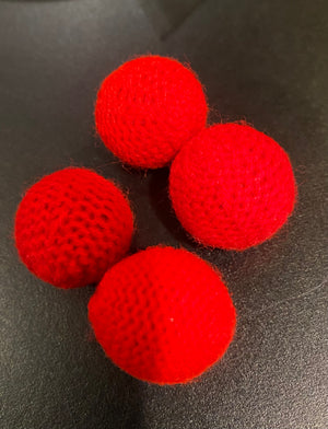 Crochet (Knit) Red Balls - 3/4 Inches (4 Pack ) - Supply