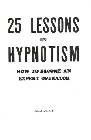 25 Lessons in Hypnotism by Young - Book