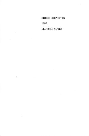 Bruce Bernstein 1982 Lecture Notes - Book