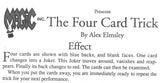 The Four Card Trick By Alex Elmsley