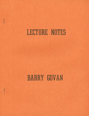 Lecture Notes by Barry Govan - Book