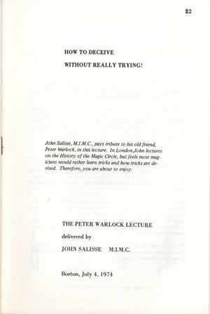 How To Deceive Without Really Trying by Peter Warlock -Book