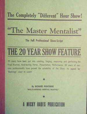 The Master Mentalist by Richard Rightmire - Book