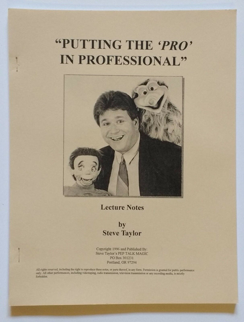 Putting the 'Pro' in Professional Lecture Notes by Steve Taylor - Book